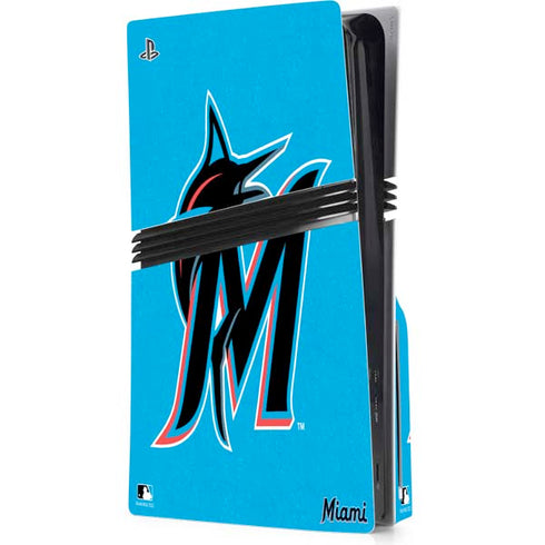 MLB Miami Marlins Solid Distressed PS5 Pro Disk Console Skin