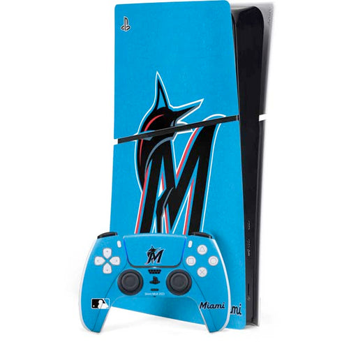 MLB Miami Marlins Solid Distressed PlayStation PS5 Skins