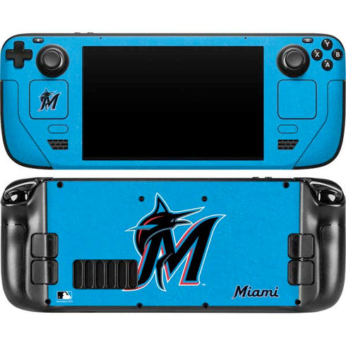 MLB Miami Marlins Solid Distressed Steam Deck Handheld Gaming Computer OLED Skin