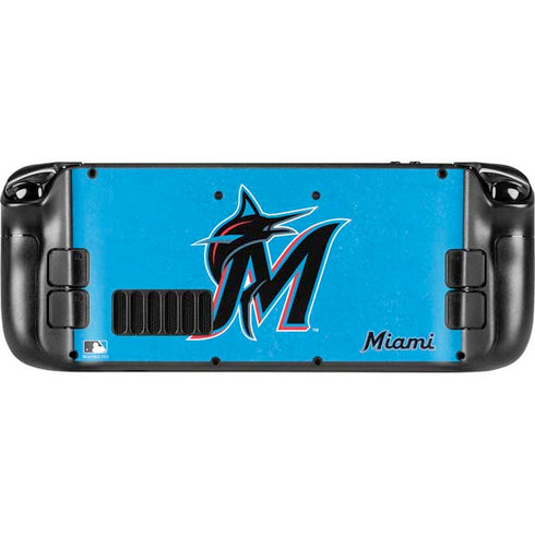 MLB Miami Marlins Solid Distressed Steam Deck Handheld Gaming Computer OLED Skin