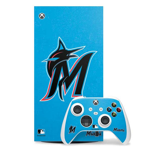 MLB Miami Marlins Solid Distressed Xbox Series X Skins