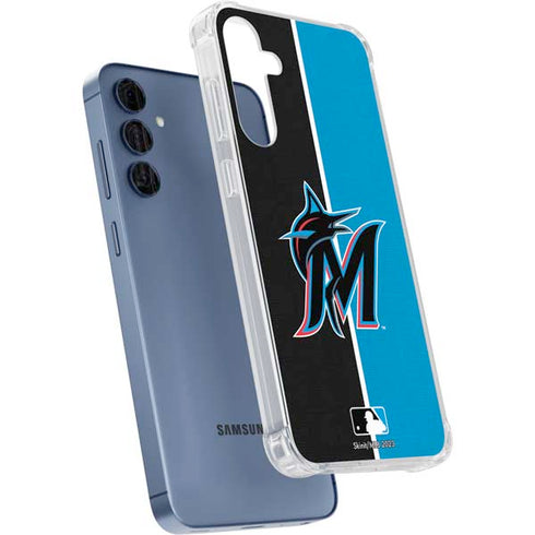 MLB Miami Marlins Split Galaxy A55 5G Clear Case