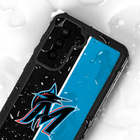 MLB Miami Marlins Split Galaxy S24 Plus Waterproof Case