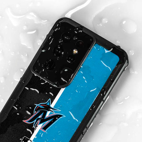 MLB Miami Marlins Split Galaxy S24 Ultra Waterproof Case