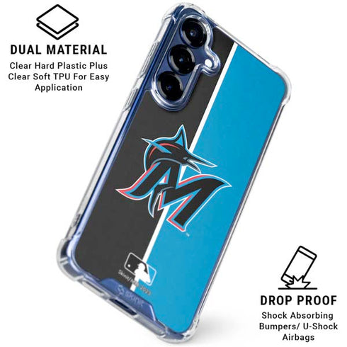 MLB Miami Marlins Split Galaxy S25 FE Clear Case
