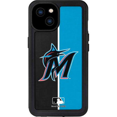 MLB Miami Marlins Split iPhone 15 Plus Waterproof Case