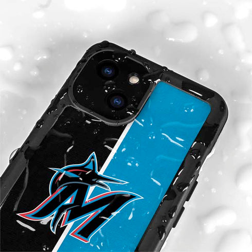 MLB Miami Marlins Split iPhone 15 Plus Waterproof Case