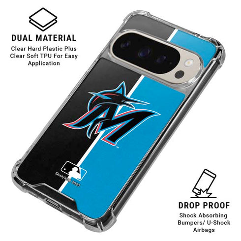 MLB Miami Marlins Split Pixel 9/9 Pro Clear Case