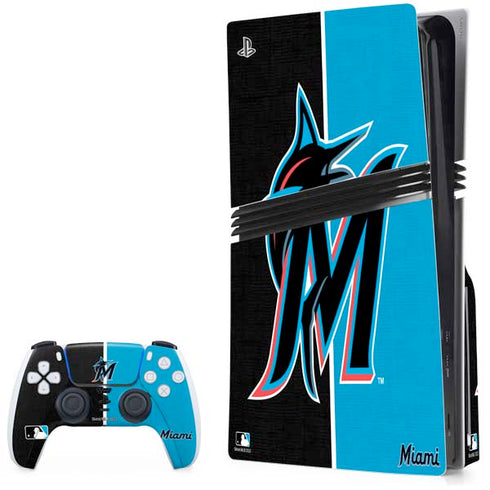 MLB Miami Marlins Split PS5 Pro Disk Bundle Skin