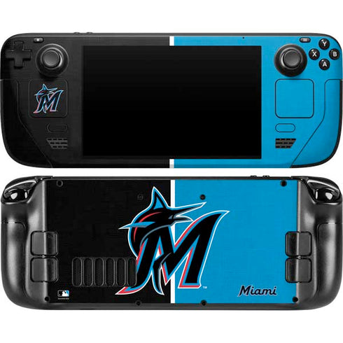 MLB Miami Marlins Split Steam Deck Handheld Gaming Computer OLED Skin