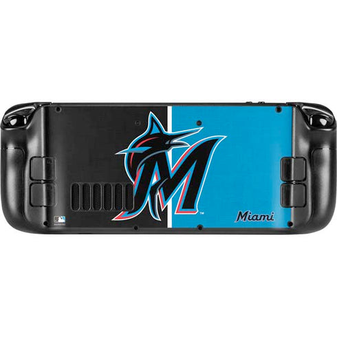 MLB Miami Marlins Split Steam Deck Handheld Gaming Computer OLED Skin