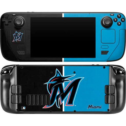 MLB Miami Marlins Split Steam Deck Handheld Gaming Computer Skin