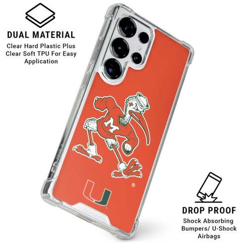 University of Miami Sebastian Mascot Galaxy S25 Ultra Clear Case