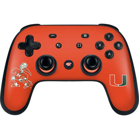 University of Miami Sebastian Mascot Google Stadia Controller Skin