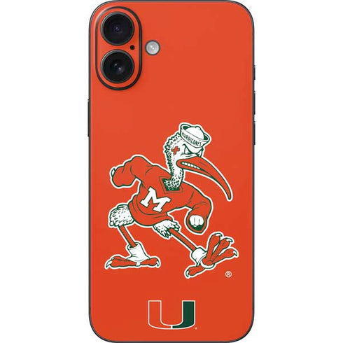 University of Miami Sebastian Mascot iPhone 16 Plus Skin