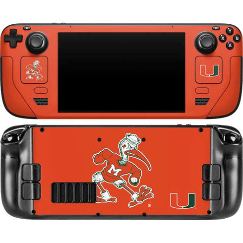 University of Miami Sebastian Mascot Steam Deck Handheld Gaming Computer OLED Skin