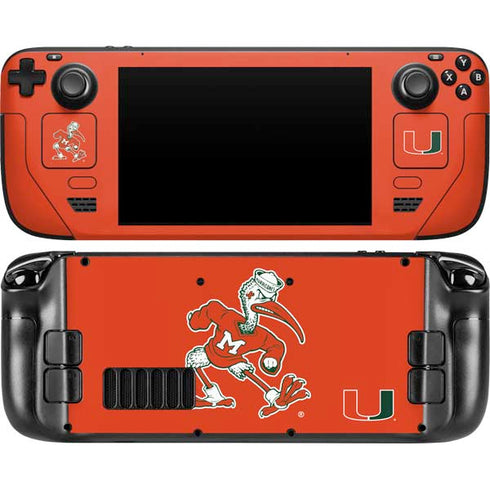 University of Miami Sebastian Mascot Steam Deck Handheld Gaming Computer Skin