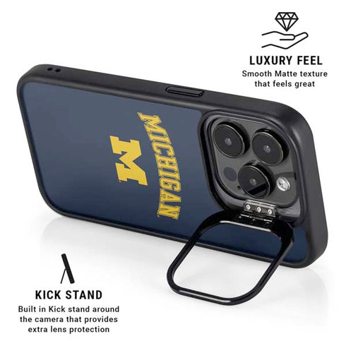 University of Michigan M iPhone 14 Pro Kickstand Case
