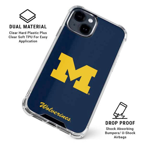 University of Michigan M Logo Bold iPhone 14 Plus Clear Case
