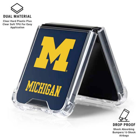 University of Michigan M Logo Galaxy Z Flip7 Clear Case