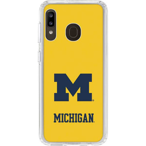 University of Michigan M Logo Yellow Galaxy A20 Clear Case