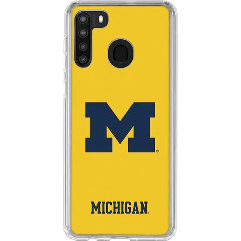 University of Michigan M Logo Yellow Galaxy A21 Clear Case
