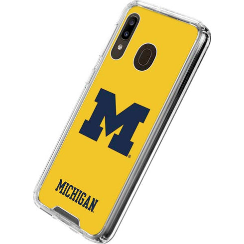 University of Michigan M Logo Yellow Galaxy A30 Clear Case