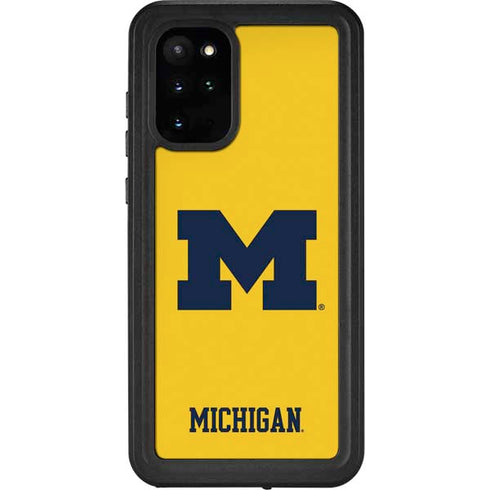 University of Michigan M Logo Yellow Galaxy S20 Plus Waterproof Case