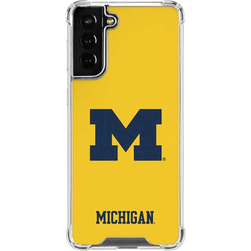 University of Michigan M Logo Yellow Galaxy S21 FE Clear Case