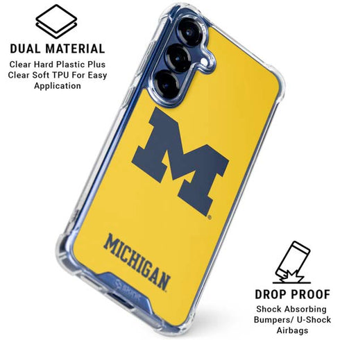University of Michigan M Logo Yellow Galaxy S25 Clear Case