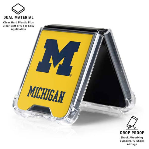 University of Michigan M Logo Yellow Galaxy Z Flip6 Clear Case