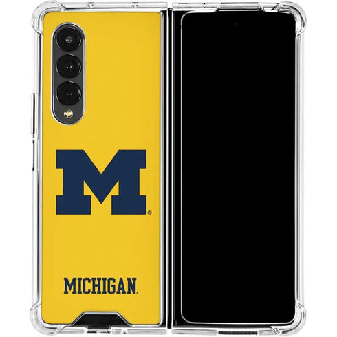 University of Michigan M Logo Yellow Galaxy Z Fold4 5G Clear Case
