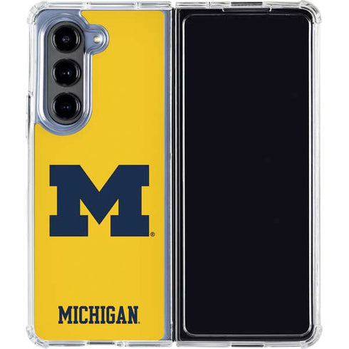 University of Michigan M Logo Yellow Galaxy Z Fold5 5G Clear Case