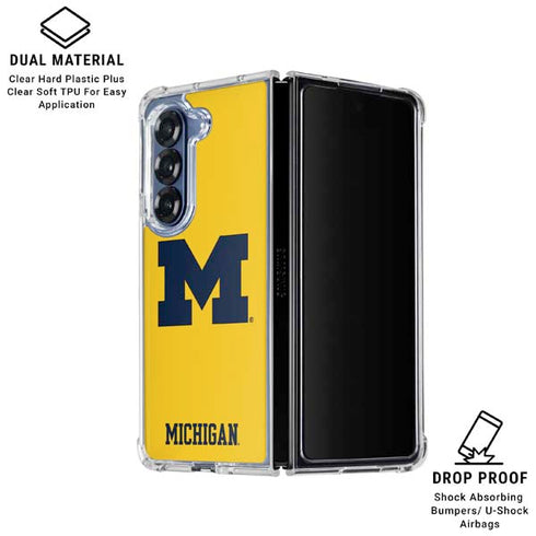 University of Michigan M Logo Yellow Galaxy Z Fold7 Clear Case