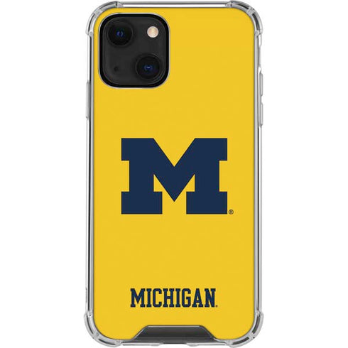 University of Michigan M Logo Yellow iPhone 13 Mini Clear Case