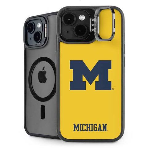 University of Michigan M Logo Yellow iPhone 14 Plus Kickstand Case