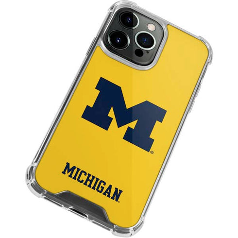 University of Michigan M Logo Yellow iPhone 14 Pro Clear Case