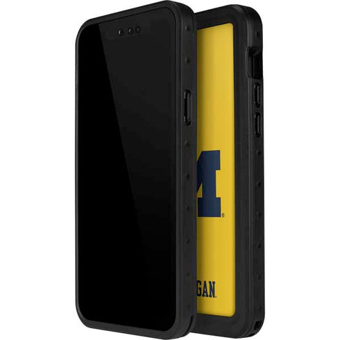 University of Michigan M Logo Yellow iPhone 14 Pro Max Waterproof Case