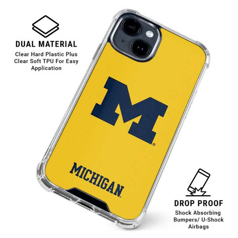 University of Michigan M Logo Yellow iPhone 15 Clear Case
