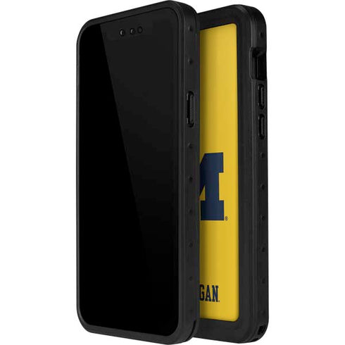 University of Michigan M Logo Yellow iPhone 15 Plus Waterproof Case