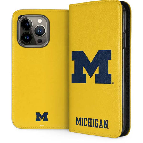 University of Michigan M Logo Yellow iPhone 15 Pro Folio Case