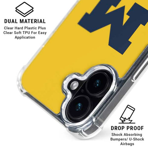 University of Michigan M Logo Yellow iPhone 16 Clear Case