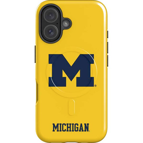 University of Michigan M Logo Yellow iPhone 16 Magsafe Impact Case
