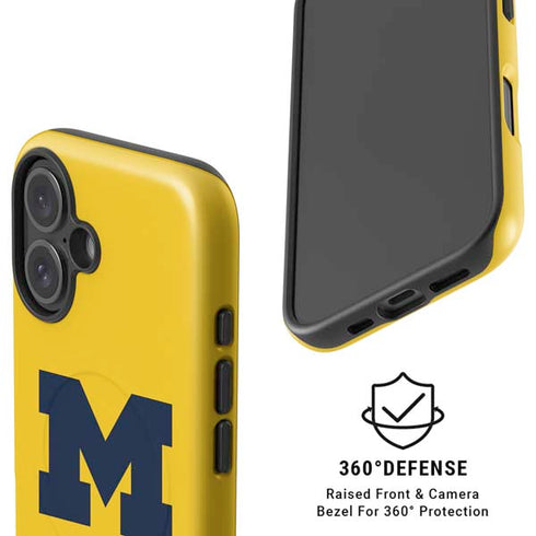University of Michigan M Logo Yellow iPhone 16 Magsafe Impact Case