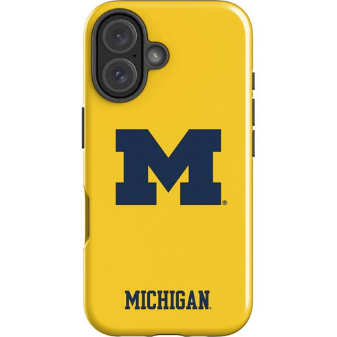 University of Michigan M Logo Yellow iPhone 16 Plus Impact Case