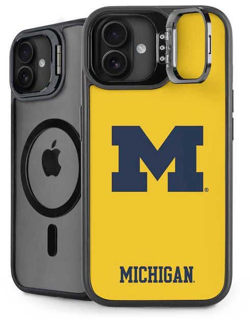 University of Michigan M Logo Yellow iPhone 16 Plus Kickstand Case