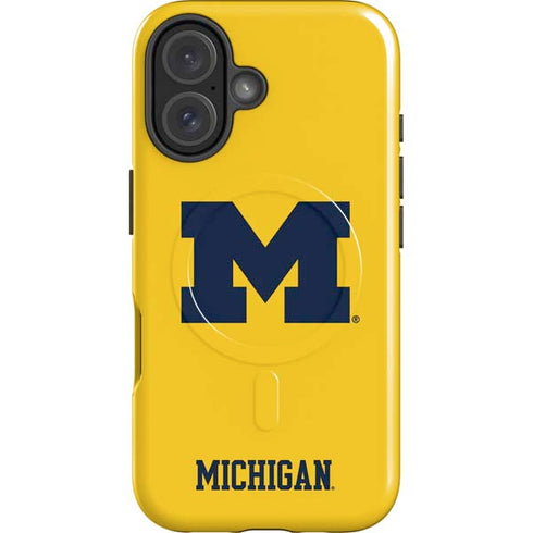 University of Michigan M Logo Yellow iPhone 16 Plus Magsafe Impact Case