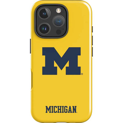 University of Michigan M Logo Yellow iPhone 16 Pro Impact Case