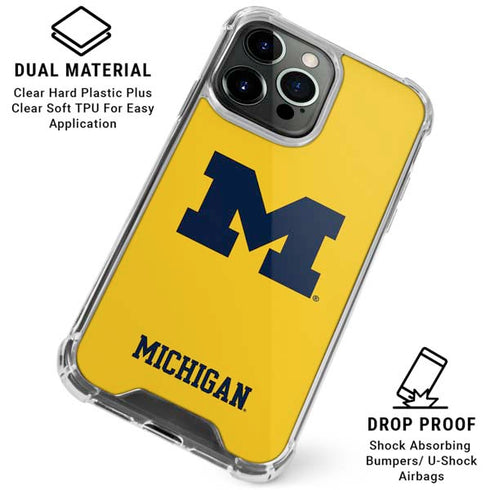 University of Michigan M Logo Yellow iPhone 16 Pro Max Clear Case