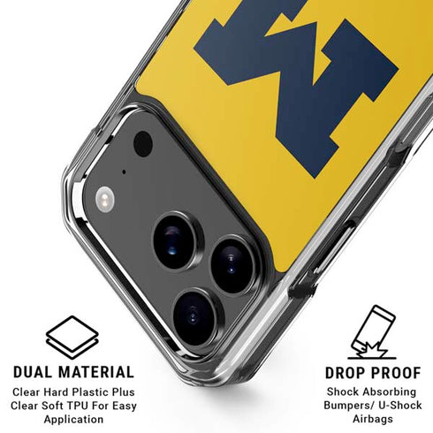 University of Michigan M Logo Yellow iPhone 17 Pro Max Clear Case
